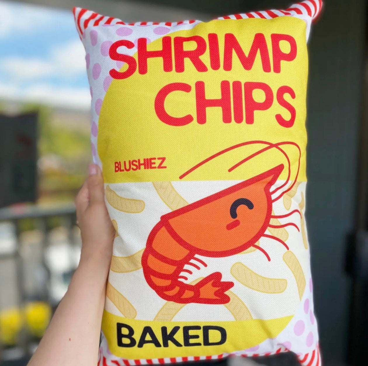 shrimp chips decorative pillow