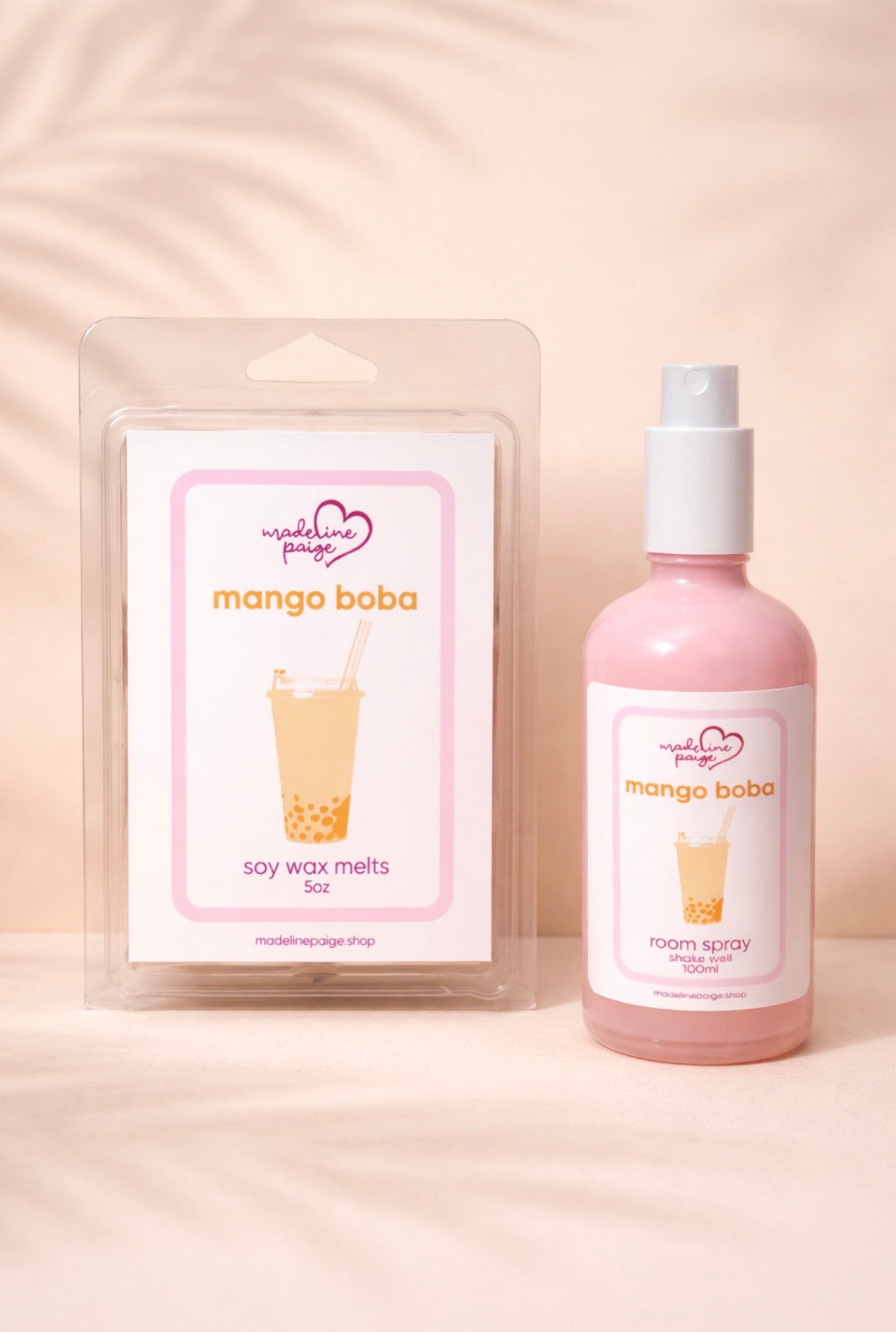 Mango Boba Scented Set – Soy Wax Melts (5 oz) & Room Spray (100 ml)