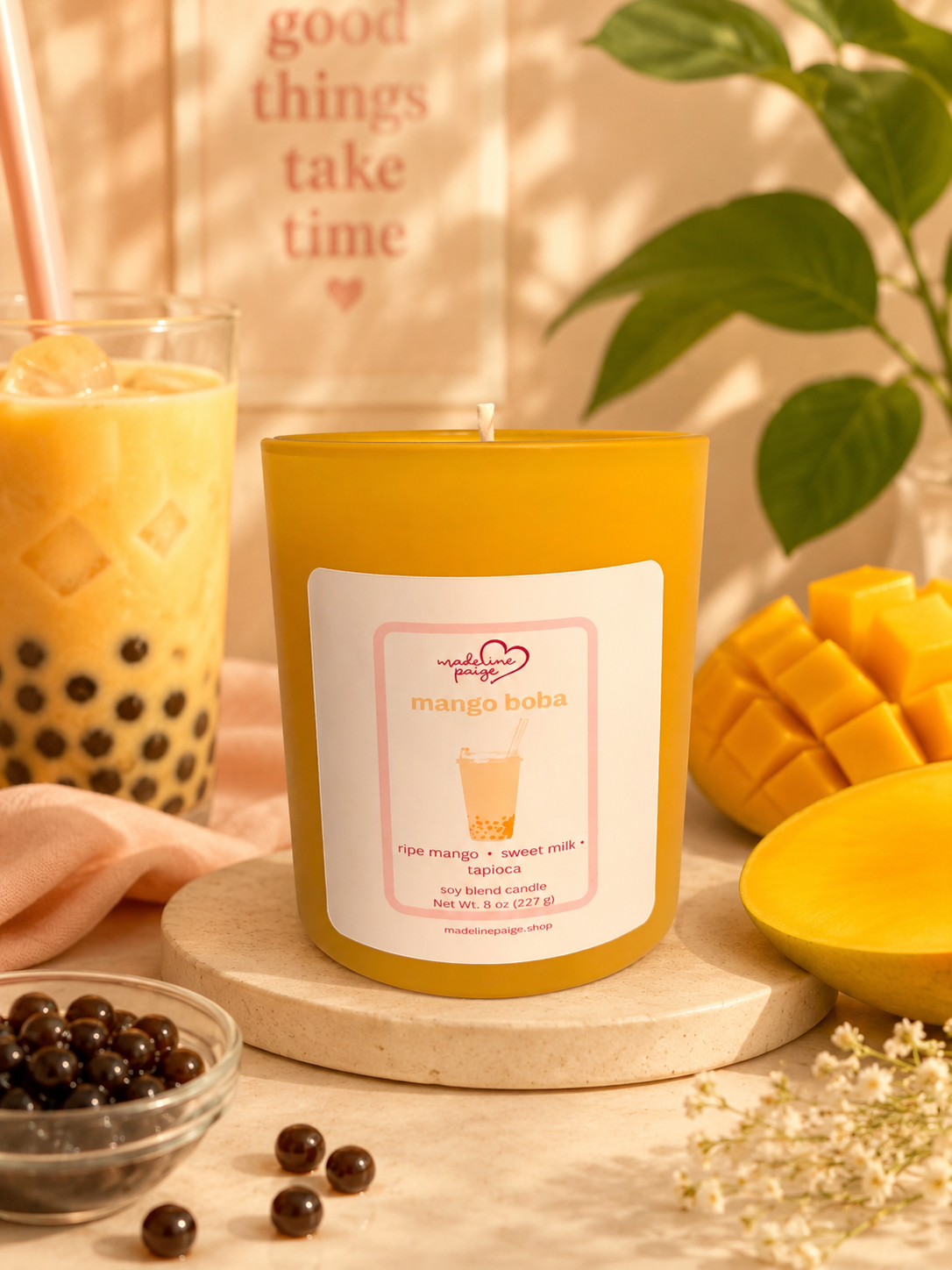 mango boba candle